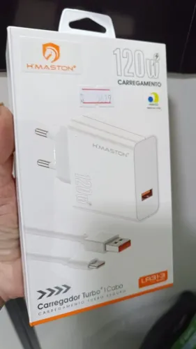 Carregador Turbo 120W H'MASTON LR31-3 + Cabo Usb x Tipo C Rápido ANATEL - Loja Coimbra