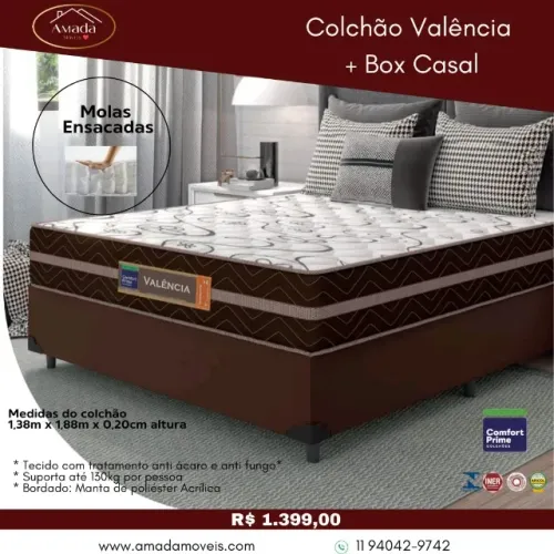 Colchão Valência +box casal, a pronta entrega