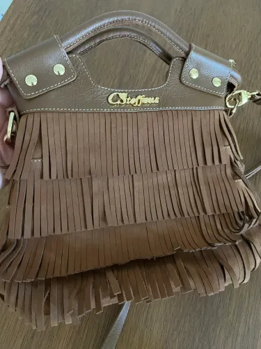 Bolsa de couro com franjas Carmen Steffens