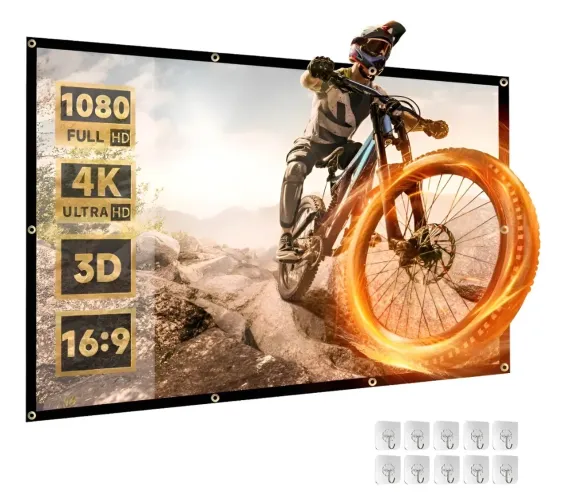 Tela de Projeção de 100 Polegadas 4:3 Retrátil Matte White 2,03X 1,52cm Multi 