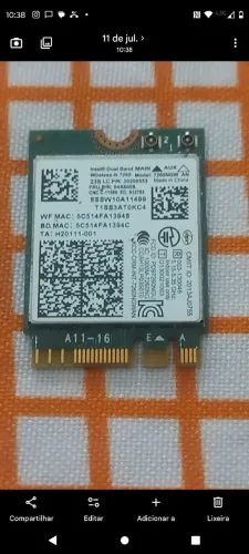 Intel Wireless-N 7260 (Modelo: 7260NGW) placa de rede