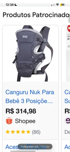Canguru Baby Carrier NUK Natural Fit 3 em 1
