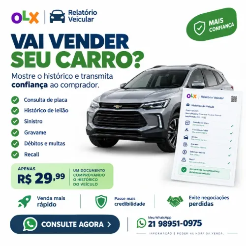 ? Vai vender seu carro? Tenha um relatório veicular por apenas R$ 29,99