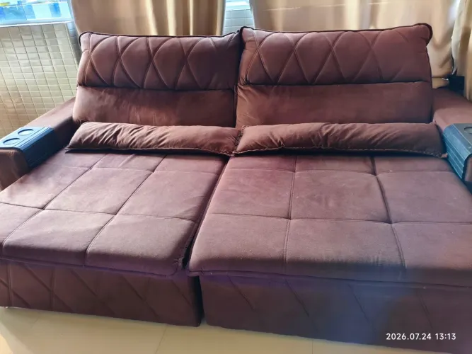 Sofá Cama 2,70mt Retrátil e Reclinável
