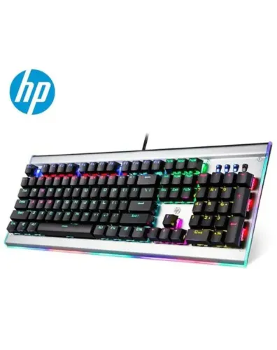 Teclado Mecânico Gamer HP GK520 RGB - Painel de Alumínio e Switch Blue