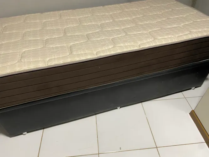 Cama baú + colchão solteiro Ortobom