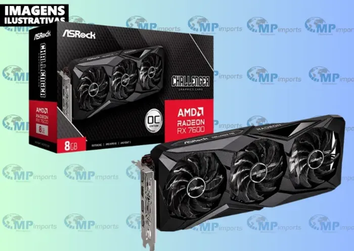 Loja MP Imports: Placa de Vídeo ASRock RX 7600 Challenger PRO OC AMD Radeon, 8GB