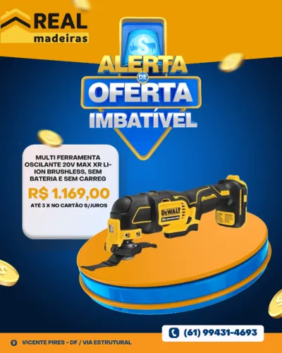 MULTI FERRAMENTA OSCILANTE 20V MAX* LI-ION BRUSHLESS SEM BATERIA E SEM CARREGADOR 