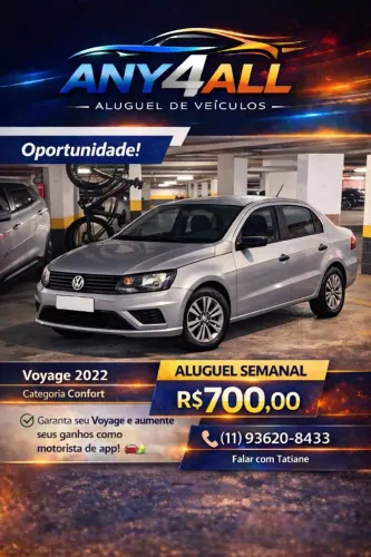 Alugo VW Voyage 2022 - Uber X / Comfort - R$700,00 semanal