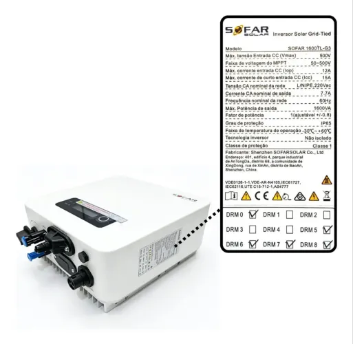 Inversor Solar Monofásico On-grid Sofar 1600tlg3 1600va 220v