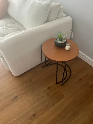 Jogo de Mesa lateral em ferro fundido e madeira maciça 