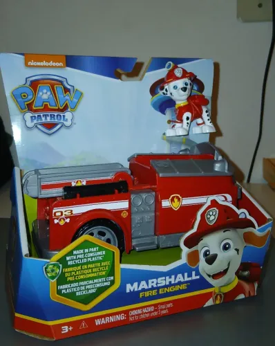 Carrinho + Personagem Patrulha Canina Marshall Bombeiro