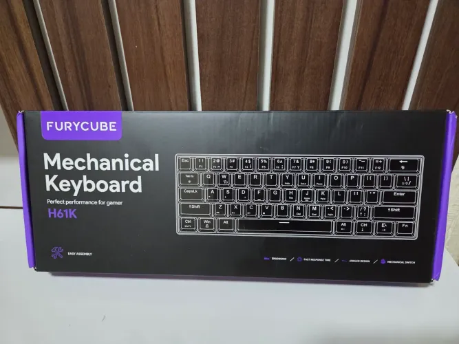 Teclado Mecânico FuryCube H61K Compacto 60 Por Cento Novo Nunca Usado