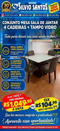 Cj sala com 4 cadeiras mesa em tampo lacca combino entrega 
