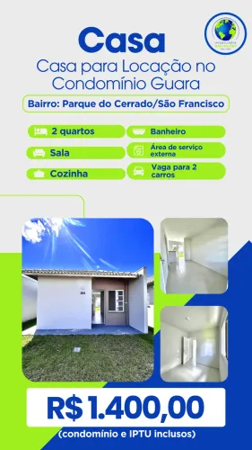 Casa para Locação no Condomínio Guara - Parque do Cerrado/São Francisco