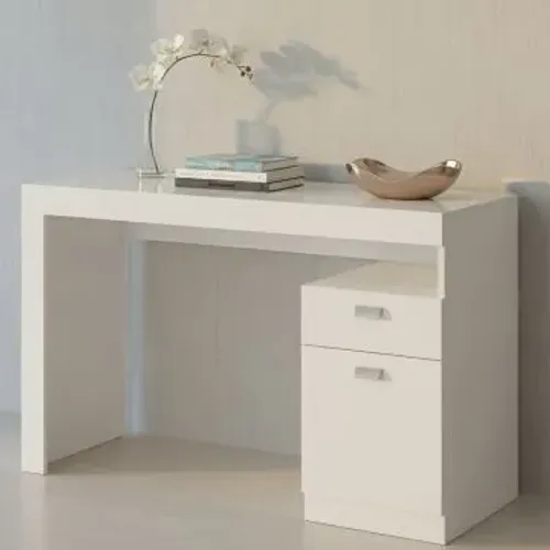 Escrivaninha 120 cm com 1 Porta e 1 Gaveta Melissa Permobili Branca