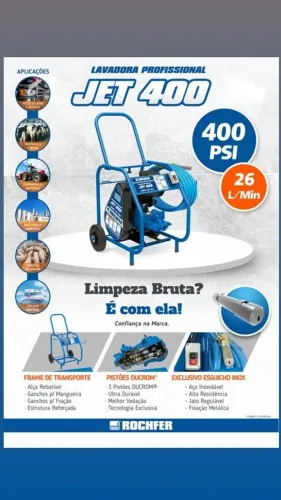 LAVADORA PROFISSIONAL JET 400 ROCHFER 400 PSI / 26l por min.