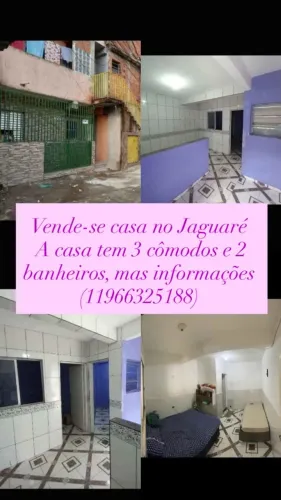 Vende-se duas casas no Jaguaré uma com ponto comercial 65 mil e outra de 90 mil área livre