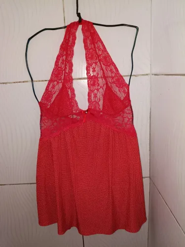 Camisola Sexy de Bolinhas Feminino M