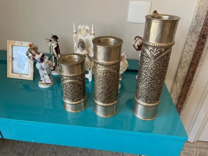 Floreiro ou enfeite decorativo Indiano em Prata 3 peças