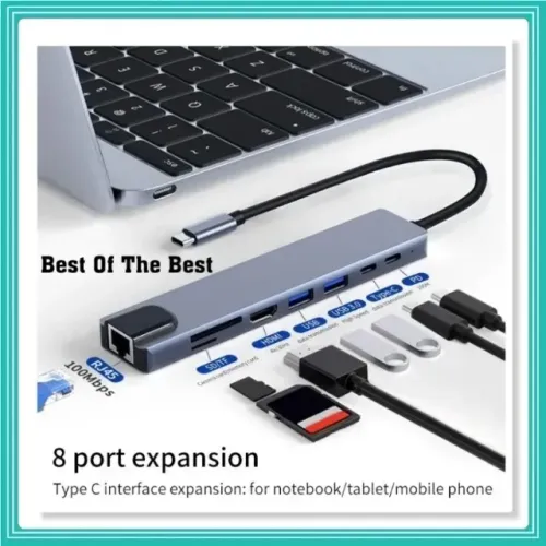 Adaptador Hub Para Notebook Macbook 8 Em 1 Usb-c Hdmi Rj45
