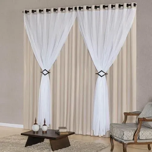 Cortinas Oxford com véu 3x2,80