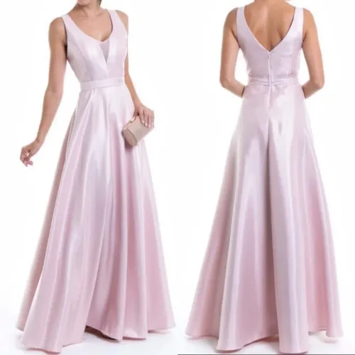 VESTIDO ALFAIATARIA ZIBELINE DE SEDA ROSÊ GOLD PHIZE MADRINHA FORMATURA DEBUTANTE FESTA