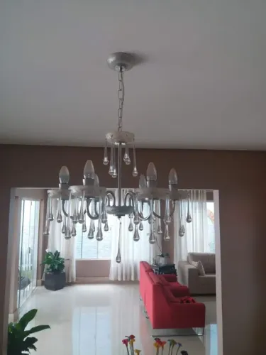 Lustre Clássico, Candelabro com Pingentes Gotas de Cristal