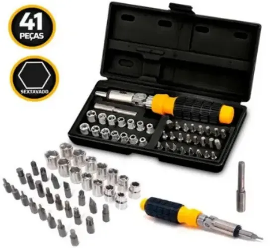 * Jogo Kit com 41 Peças de Chaves Soquetes Sextavado Catraca Carro Moto Bicicleta z008