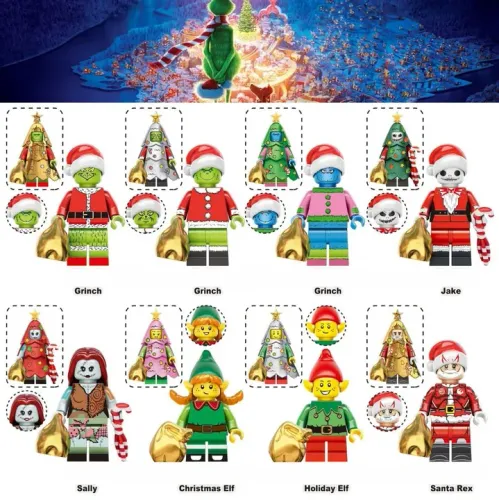 Bonecos de Natal Grinch blocos e montar