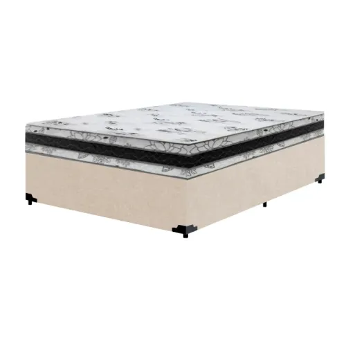 Base Box Casal Super Confort Suede + Colchão Casal D33 24x138x188