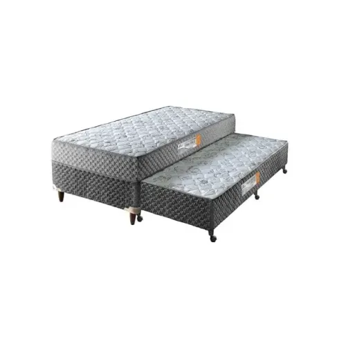 Cama Box Solteiro D33  com Cama Auxiliar Cinza Rondomóveis