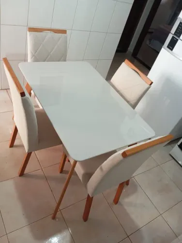 mesa de jantar 120x90 100% madeira com vidro 