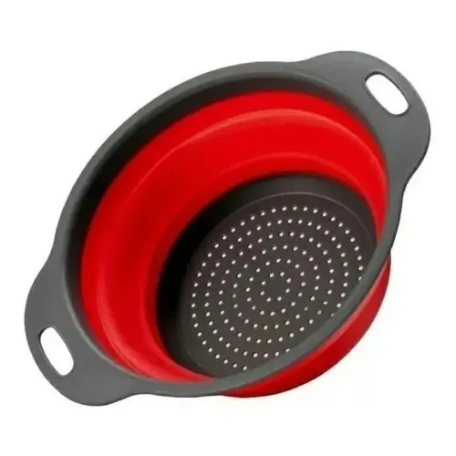 Escorredor de macarrão e alimentos Retrátil de Silicone Redondo com 29cm