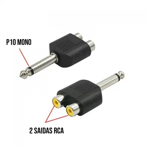 Adaptador P10 Mono para 2RCA