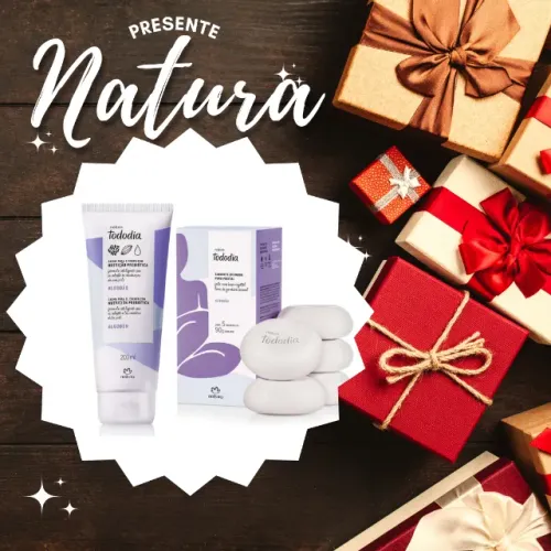 Presente Natura Tododia Algodão - Creme corporal hidratante e Caixa de sabonetes