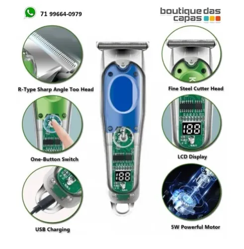 MAQUINA DE CORTAR CABELO BARBA APARADOR PELOS SEM FIO KV-434 INOVA
