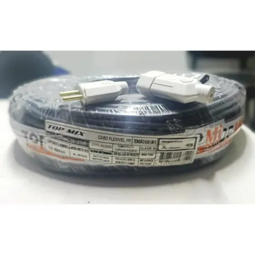 Rolo de fio PP 2×1,0 MM Top Mix com tomada macho e femea ( Distribuidor Jk Eletrônicos)