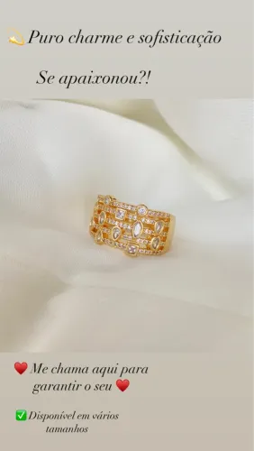 Anel de zircônia banhado a ouro 18k