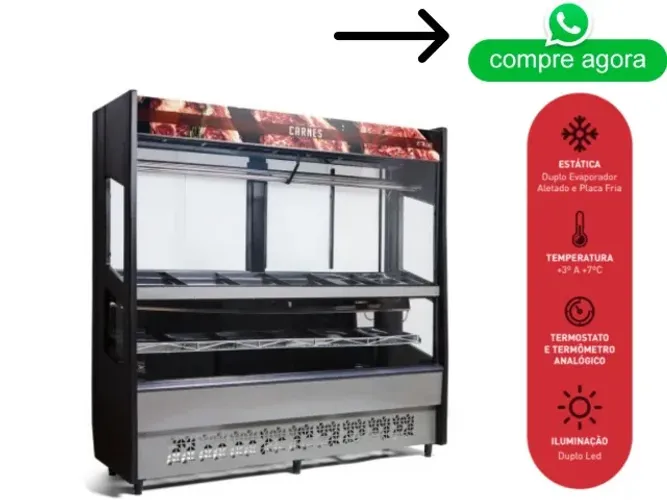 Balcão De Açougue Vertical  Polar 2,00M Preto 220v