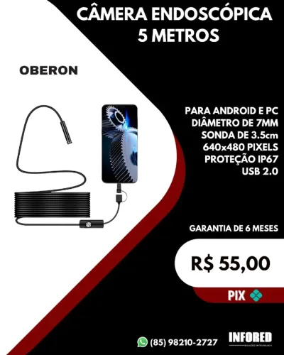 Câmera Endoscópica 5 Metros