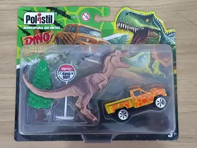 Dino Adventure Polistil - Dinossauro + carrinho metal + acessórios