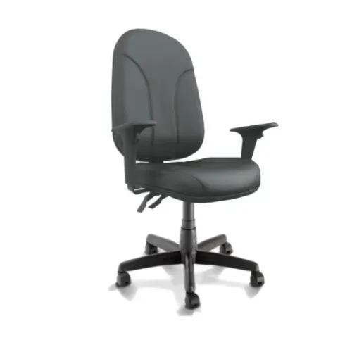 Cadeira Presidente Ergonômica Braços Reguláveis Em Corino Preto Conforto 32975