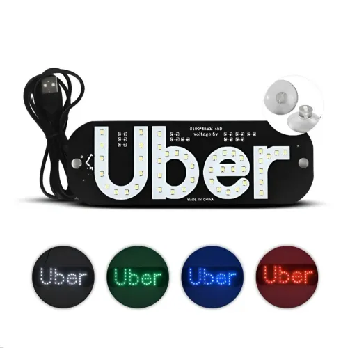 Placa Letreiro UBER led branco