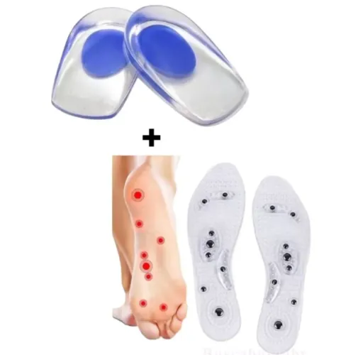 Kit Palmilhas de Gel e Acupuntura para Alívio de Dores nos Pés