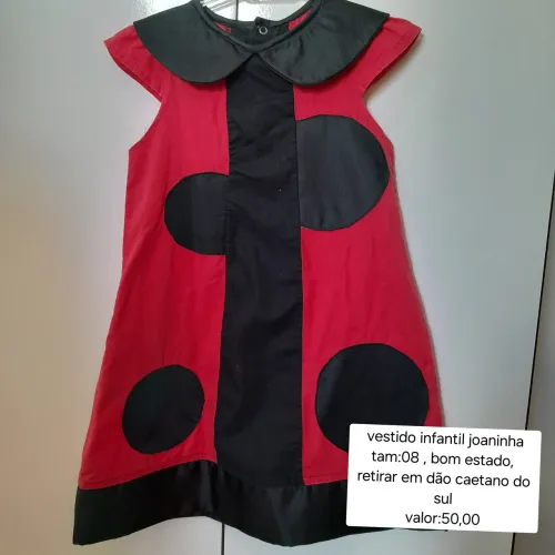 Vestido Infantil Joaninha Tamanho 8