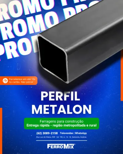 Perfil Metalon - Barras de Metalon - 6 Metros - Entrega rápida e Parcelamento em até 10x