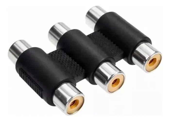 Adaptador Emenda RCA Triplo - Fêmea x Fêmea