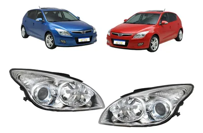 Farol Cromado Hyundai I30 2009 A 2012 Par Com Goblo Óptico Ambos Lados