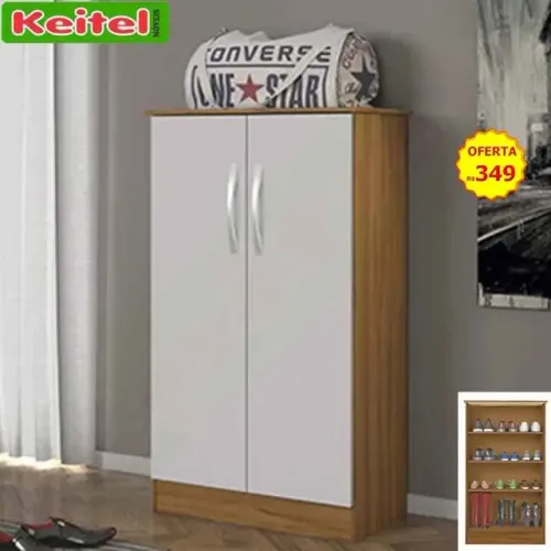 Sapateira Baixa Alaska 2 portas Cor Freijó / Off White